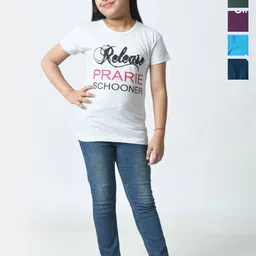 BAESD Girls Typography Pack of 2 Printed Slim Fit T-shirt-53