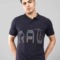 MEGHZ Men Typography Printed Polo Collar Slim Fit T-shirt-image-85