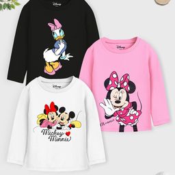YK Disney Girls Pack Of 3 Mickey & Friends Printed T-shirt-image-63