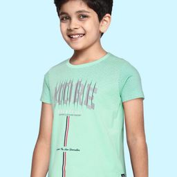 Monte Carlo Boys Green & Black Printed Pure Cotton T-shirt-image-34