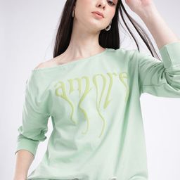 glitchez Modern Cool Typography Printed Cotton Terry Slant Shoulder Relaxed Fit Sweatshirt-picture-33