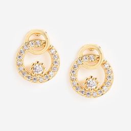 DressBerry Gold-Plated Cubic Zirconia Circular Studs Earrings-image-100