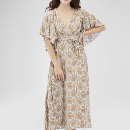 Iti Ethnic Motifs Print Flutter Sleeve Maxi Dress-53