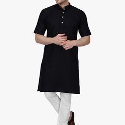 RAJUBHAI HARGOVINDAS Men Black Solid Kurta with Pyjamas-30