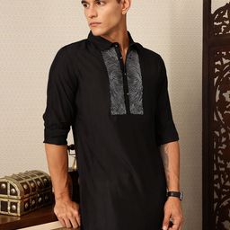 House of Pataudi Yoke Design Thread Work Rozana Kurta-picture-35
