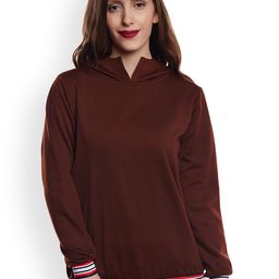 Belle Fille Women Brown Solid Hooded Sweatshirt-image-84