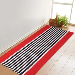 Saral Home Red & Black Striped Pure Cotton Multi-Purpose Floor Runner-16