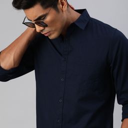 Roadster Men Navy Blue Regular Fit Solid Sustainable Casual Shirt-image-83