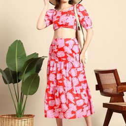 Mast & Harbour Women Printed Top & Skirt Co-Ords Set-picture-47