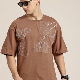 HERE&NOW Embroidered Oversized Pure Cotton T-shirt-image-36