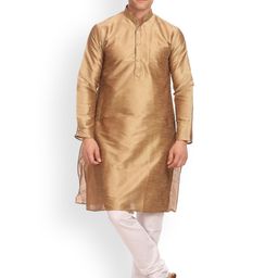 Wintage Men Gold-Toned Solid Straight Banarasi Kurta-64