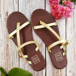 POSTCARD Women Gold-Toned Solid One Toe Flats-image-66