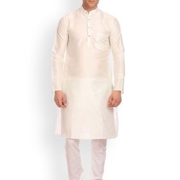 Wintage Men White Solid Straight Kurta-55