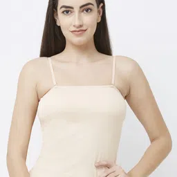 FashionRack Women Beige Solid Knitted Lightly Padded Camisole 2028-picture-7