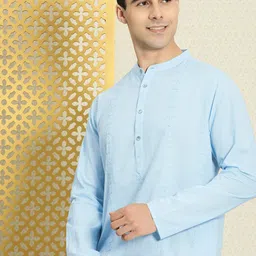 House of Pataudi Men Pure Cotton Ethnic Motifs Embroidered Jashn Kurta-picture-28