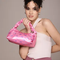 bebe Brand Logo Printed Baguette Style Handheld Bag-image-9