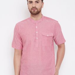 even Men Pink Solid Straight Kurta-picture-31