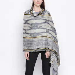 Style Quotient Women Grey & Blue Woven Design Shawl-28