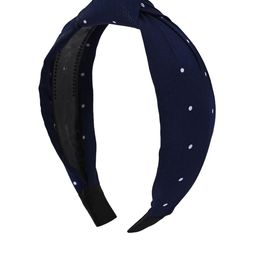 BuckleUp Women Navy & White Polka Dot Print Knot Detailed Hairband-image-50