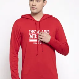 Friskers Men Red Printed Hood T-shirt-image-14