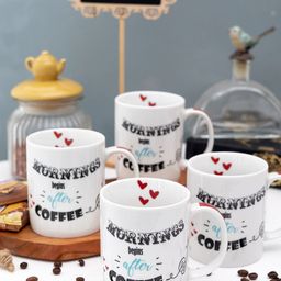GOODHOMES White Set Of 4 Porcelain Cups-10