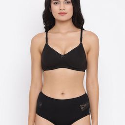 Clovia Women Black Solid Lingerie Set COMBBP22132B-image-58