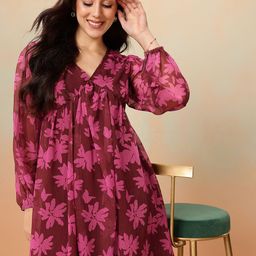 Mast & Harbour Floral Printed Puff Sleeve Empire Dress-image-28