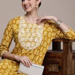 Anouk Women Ethnic Motifs Embroidered Regular Sequinned Kurta with Trousers-picture-5
