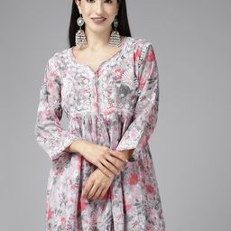 ADA Floral Printed Chikankari Kurti-image-72