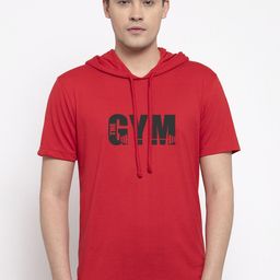 Friskers Men Red Printed Hood T-shirt-image-93
