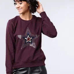Tokyo Talkies Women Purple Embellished Sweatshirt-image-97