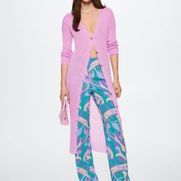 MANGO Women Lavender Ribbed Longline Cardigan-image-71