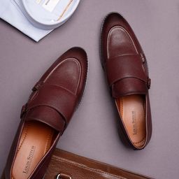Men Rosewood Leatherette Slip On Formal Shoes-image-73