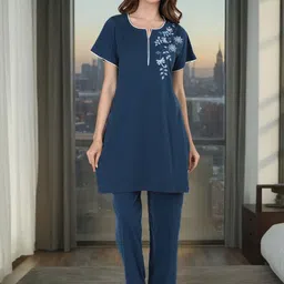 Duchess Floral Embroidered Top With Pyjamas-image-73