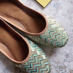 DESI COLOUR Women Sea Green Ethnic Mojaris Flats-image-74