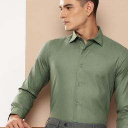 INVICTUS Pure Cotton Self Design Slim Fit Opaque Formal Shirt-image-13