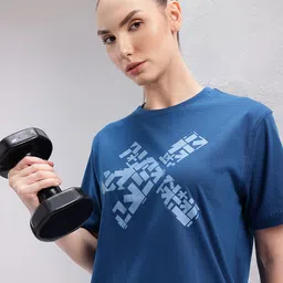 HRX by Hrithik Roshan Brand Logo Printed Drop-Shoulder Sleeves Relaxed Training T-shirt-image-76