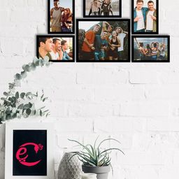eCraftIndia Set Of 6 Black Solid Memory Wall Collage Photo Frames-6