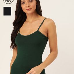Lady Lyka Women Pack of 2 Camisoles CAMI-04-GRN-NBLU-image-35