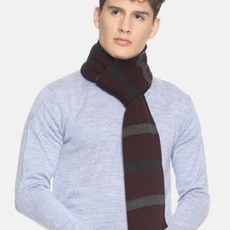 513 Men Maroon & Grey Striped Muffler-picture-12