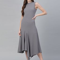 Athena Women Grey Self Design Maxi Dress-image-45