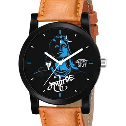 SWADESI STUFF Boys Black Analogue Watch brown belt mahade-44