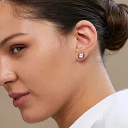 MINUTIAE Silver-Plated Square Studs Earrings-2