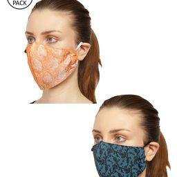 Anekaant Women Blue 2 Pcs 3-Ply Reusable Denim Fabric Masks-11