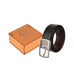 bacca bucci Men Black & Brown Solid Reversible Leather Belt-image-50
