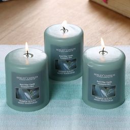 HOSLEY Set of 3 Blue Eucalyptus Mint Scented Pillar Candles-22