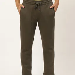 Sweet Dreams Men Olive Green Solid Athleisure Cotton Lounge Pants-picture-9