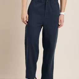HERE&NOW Men Pure Cotton Straight Fit Trousers-picture-23