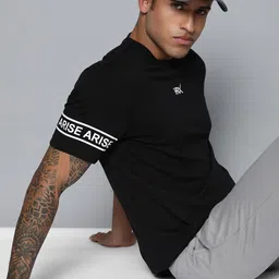 HRX by Hrithik Roshan Men Black Typography Printed Pure Cotton T-shirt-image-37