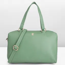 Baggit Solid Textured PU Structured Duffle Handheld Bag-image-35